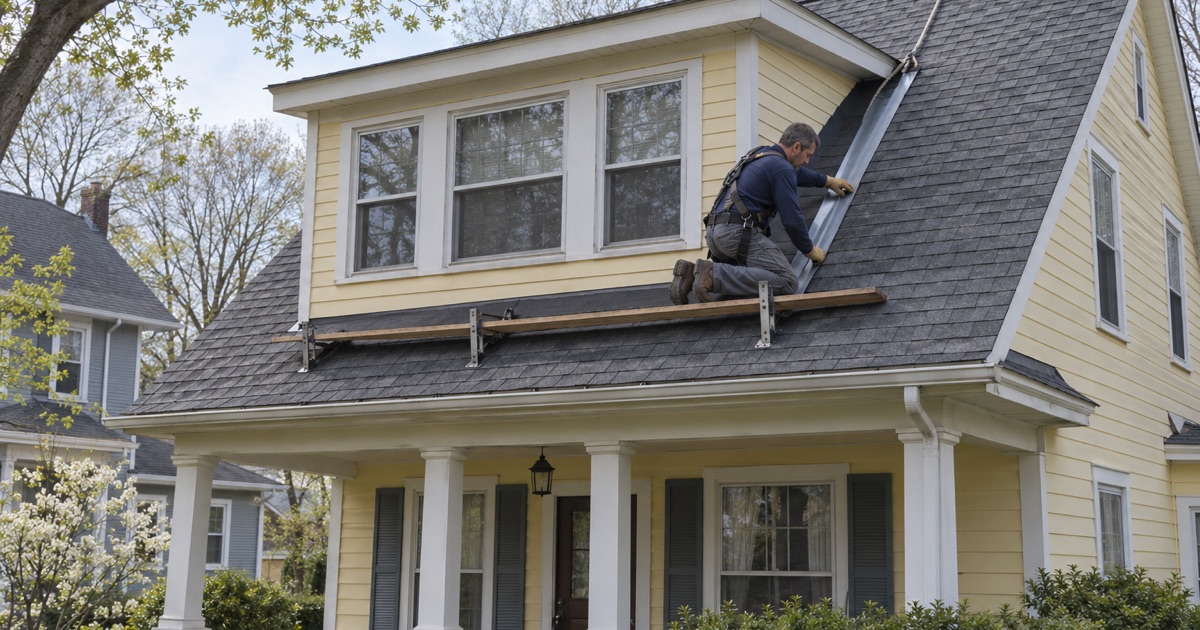 Replacing the valley flashing beside a dormer on an older Metuchen house